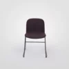 A purple chair with a black frame on a white background.