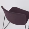 A purple chair with a black frame on a white background.