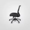 A black office chair on a white background.