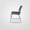 A black chair on a white background.