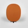 An orange upholstered stand on a white background.