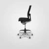 A black office chair on a white background.