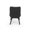 Modern dark gray chair with a curved backrest and black legs against a white background.