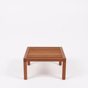 A simple wooden coffee table against a white background.