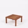 Wooden slatted coffee table on a white background.