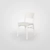 A single white chair against a grey background.