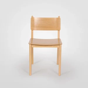 A simple wooden chair against a white background.