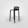 A modern black bar stool against a neutral background.