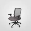 Ergonomic office chair with mesh backrest and adjustable armrests on a white background.