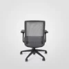 A modern office chair with a mesh backrest on a white background.