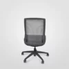 Office chair with black mesh backrest and fabric seat on a five-star base with casters, against a neutral background.