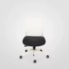 Office chair with white backrest and black seat on a gray background.