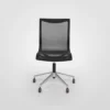 Modern office chair with black mesh backrest on a white background.